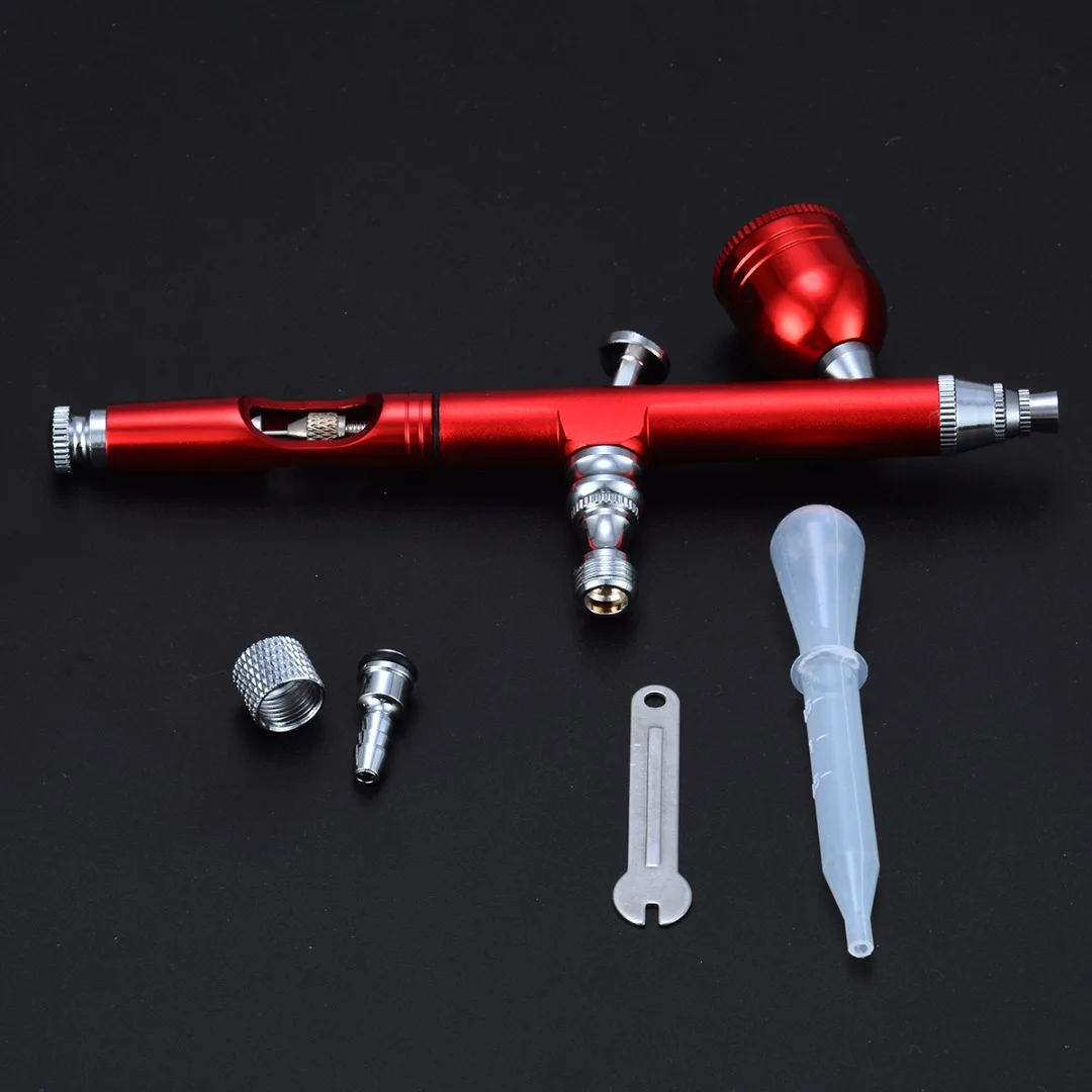 Metal Airbrush Spray Tool Red/Gold Dual Action Gravity Feed 0.3mm Needle Nozzle Spray Pen Air Brush Nail Art Paint Tattoo Tool