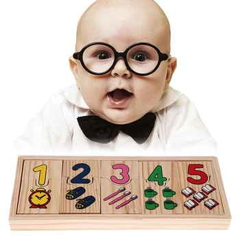 

1Set Numbers Matching Jigsaw Puzzle Toy Baby Preschool Educational Math Learning Pattern Wooden Number Counting Puzzle Toy