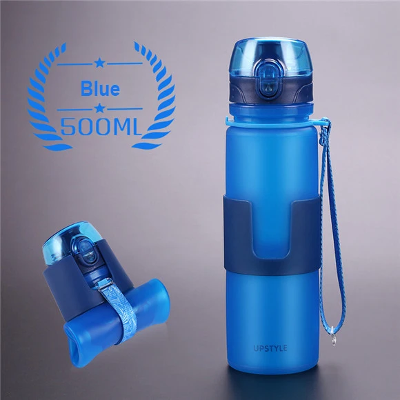West biking складная бутылка для воды герметичная твист крышка без БФА, силиконовый спортивный кемпинговая бутылка для воды гидратации столовой бутылки - Цвет: blue
