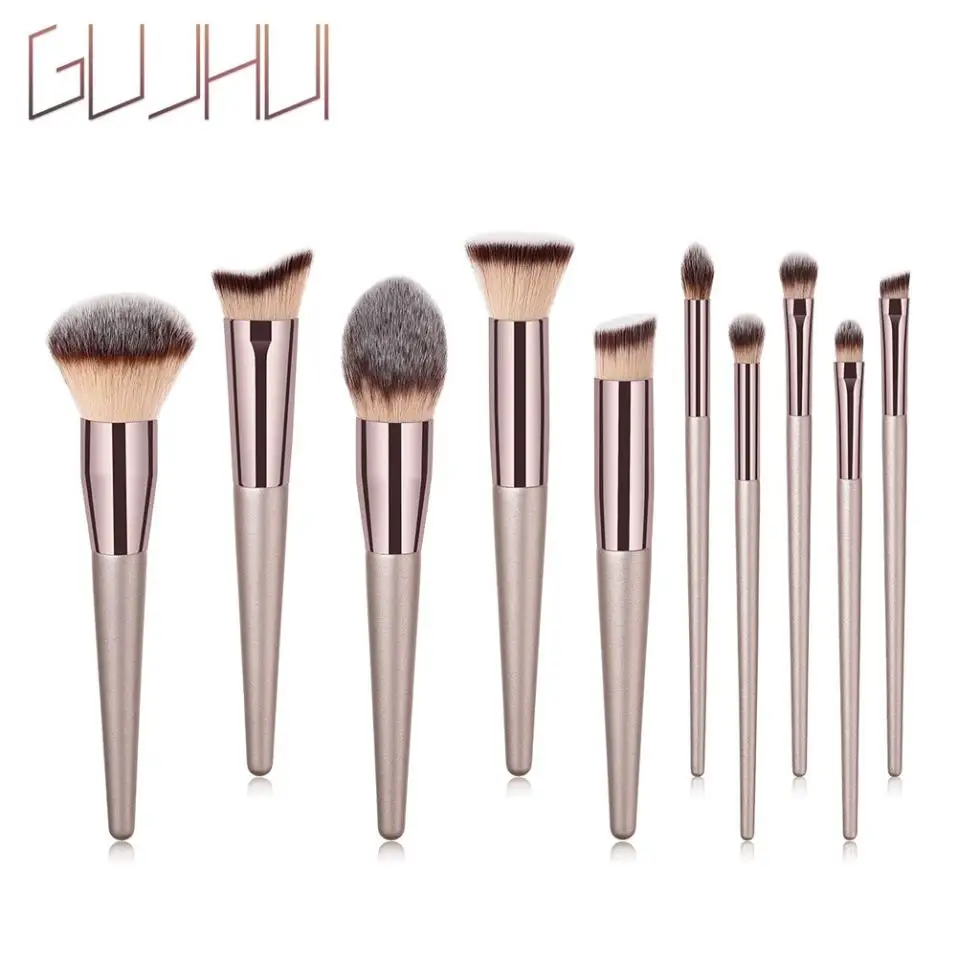 

Luxury Champagne Makeup Brushes 1PC Wooden Foundation Powder Eyebrow Eyeshadow Makeup Brush Set Tools Pincel Beauty Tools