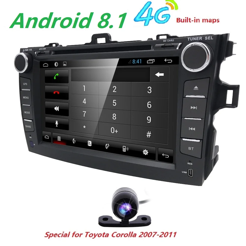 Best Hizpo 8 inch Car Stereo GPS For Toyota corolla 2008 2007 2009 2010 2011 Multimedia head unit navi Wifi Steering wheel control 4g 2