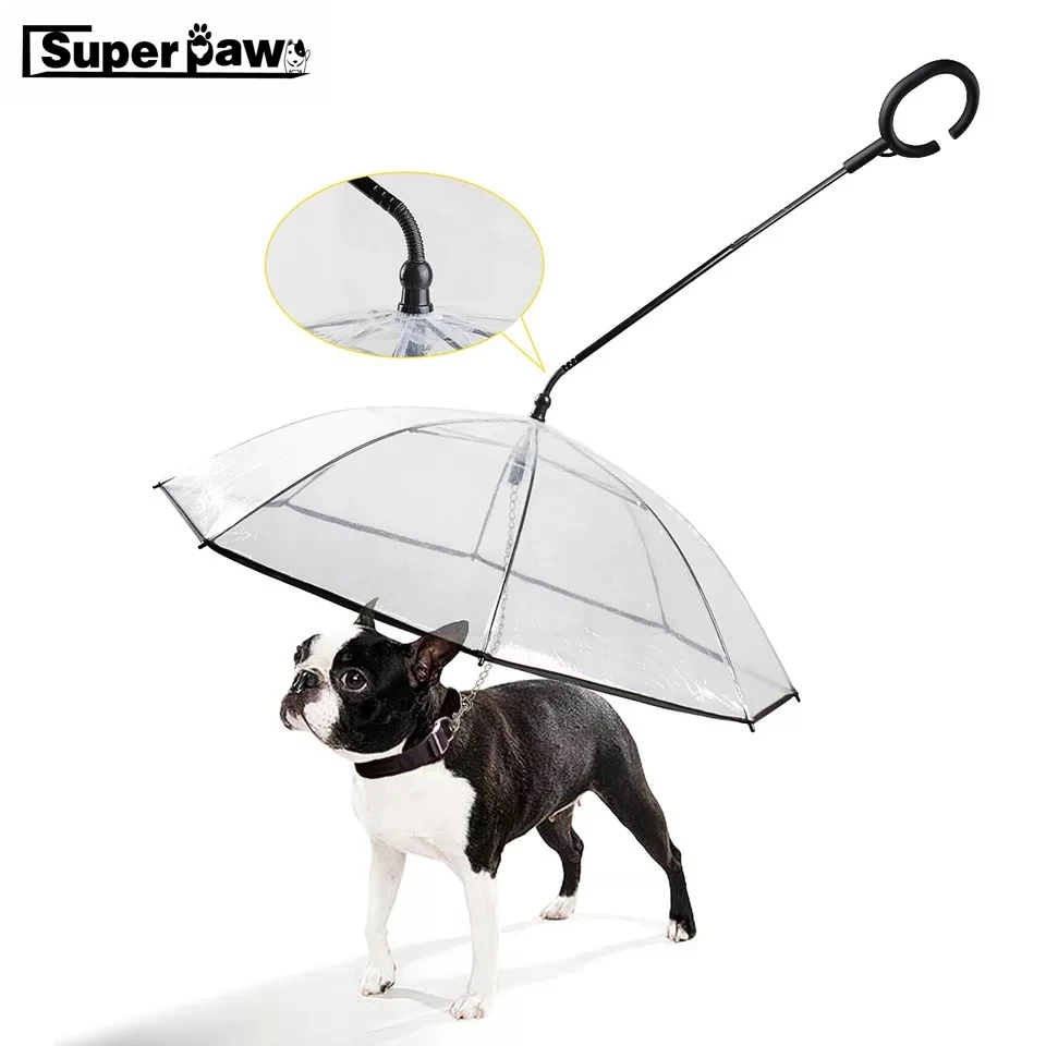 

New Pet Dog Umbrella Transparent Portable Adjustable Rainy Snowing Outdoor Travel Small Dog Cat Umbrellas with Pets Leads LSD04