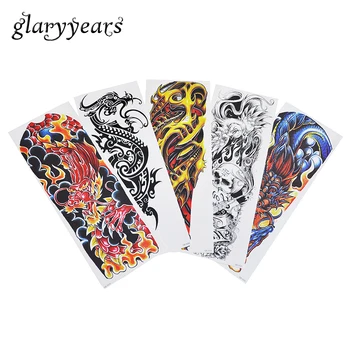 

5 Pieces Dragon Flame Skull Design Halloween Flower Full Arm Tattoo Sticker Unisex Body Art Tattoo Sticker Paper Temporary QB#06