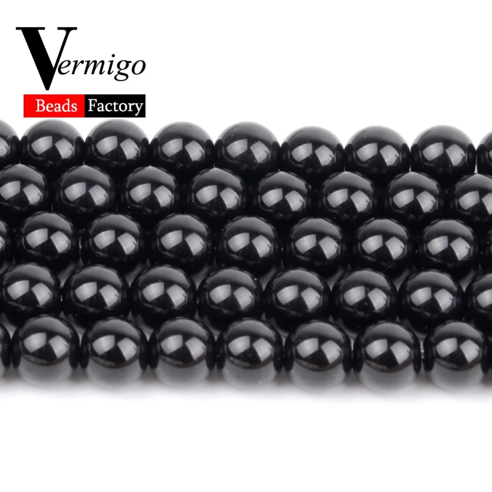 Smooth Black Agates Natural Stone Beads For Jewelry Making Round Onyx Loose Beads 4 6 8 10 12mm Diy Bracelet Necklace 15inches 3