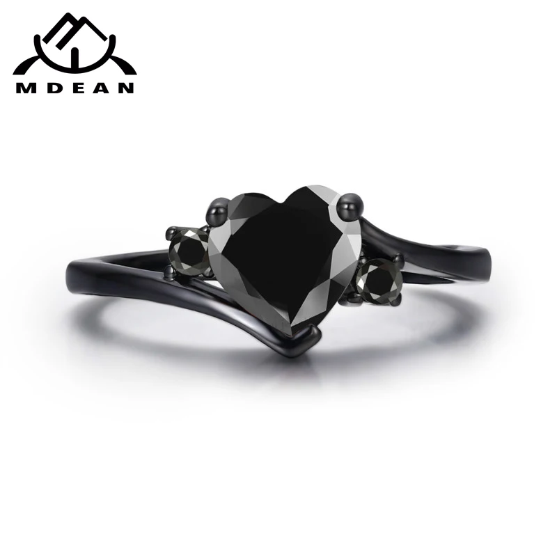 MDEAN Black Gold Color Engagement Rings For Women black AAA Zircon Jewelry Fashion Women Wedding Ring Size 6 7 8 9 10 H519