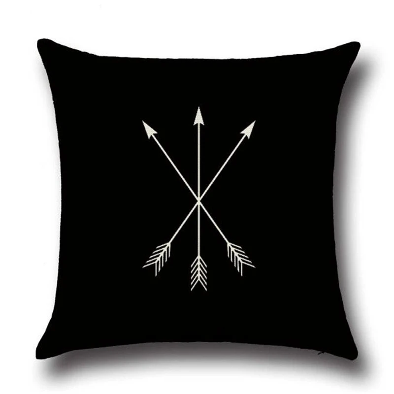 

Practical Boutique Linen Black and white Without Core Arrow geometry Pattern Home Textile Cushion Case Cover Sofa Decoration
