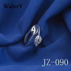 WalerV новый 925 пробы Серебряные кольца для Для женщин Модные украшения открытие персонализированные счастливый листок циркон кольцо подарок