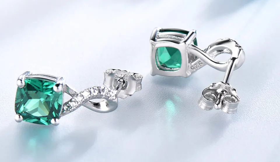 UMCHO Created Nano Emerald 925 sterling silver clip earrings for women EUJ091E-16