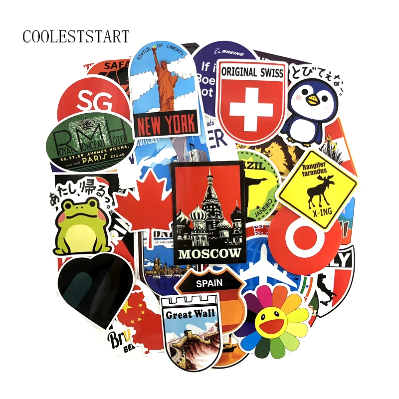 

40Pcs/Set Retro Style Travel Logo Graffiti Stickers For Laptop Luggage Fridge Notevook Decal Sticker Car Styling