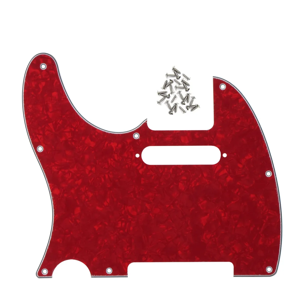 

FLEOR Red Pearl Guitar Pickguard Left Handed Scratch Plate 4Ply with Screws for Tele Guitar