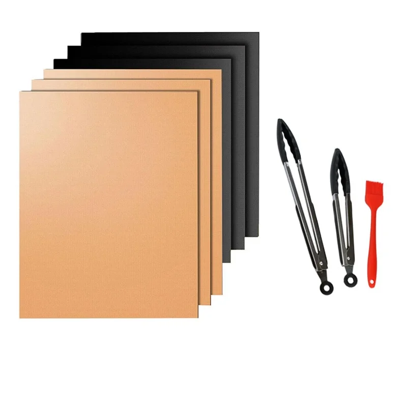 

Reusable Heat Resistant BBQ Grill Mat Copper Bakeware Mat Barbecue Roast Sheet Portable Easy Clean Cooking Grill Pad BBQ Tools