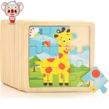 SaiZhi деревянные головоломки игрушки мультфильм животных раннее образование для детей детские развивающие Puzles игрушка гладкая без заусенцев