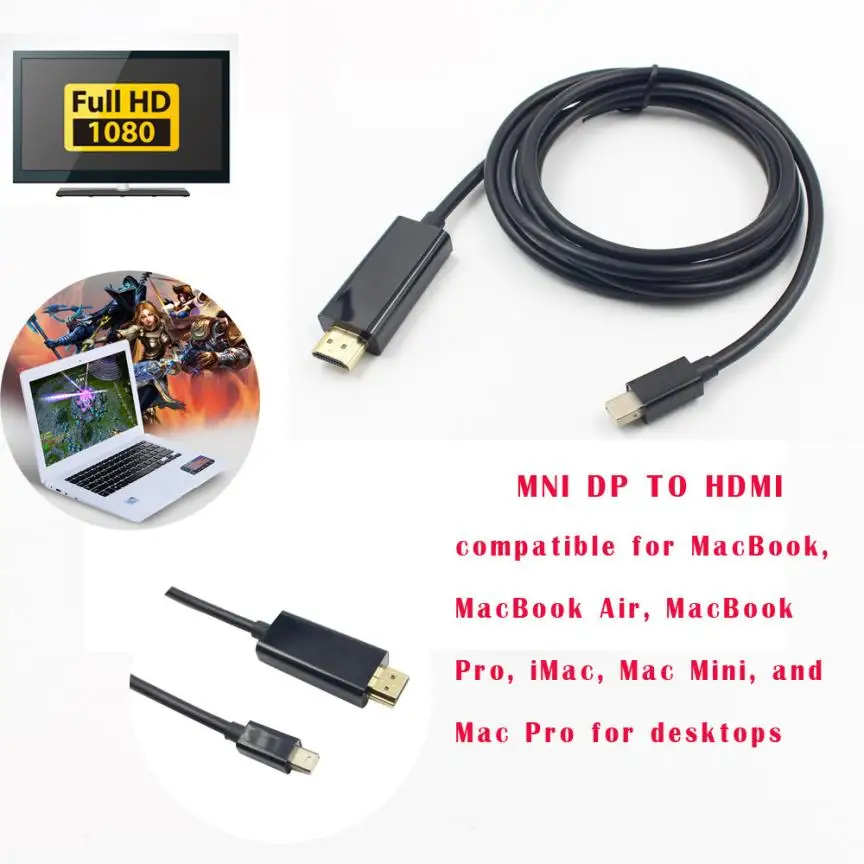 Mini DP для HDMI адаптер папа к адаптеру Macbook Pro Air To Mac TV Новый Thunderbolt Display Z1023 Прямая