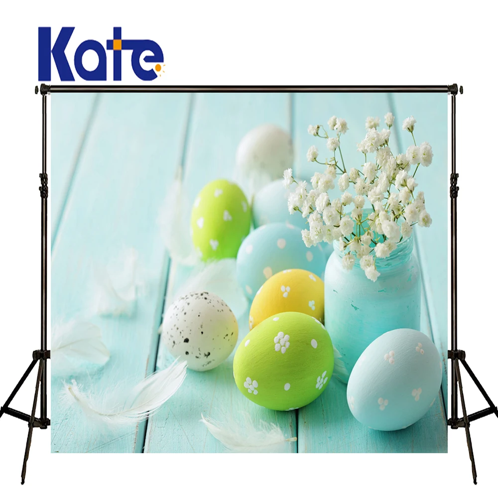 

Easter Photography Backdrops Feather Wood Eggs Photographic Background Easter Day Zj