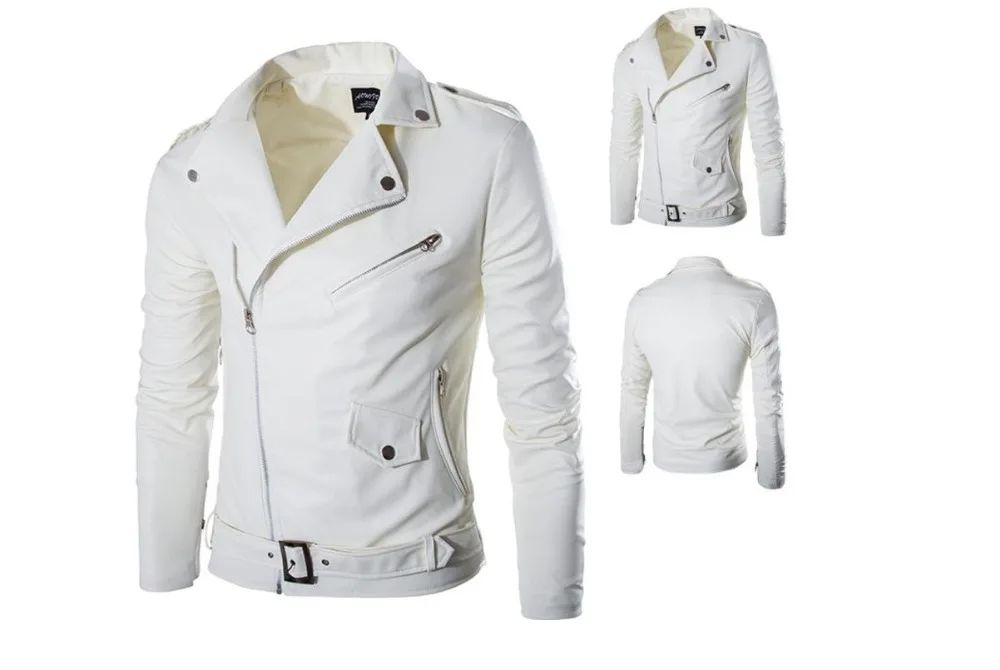 

Europe United States men's locomot pu jacket black white 2XL 3XL spring and winter fashion Slim motorcycle wash leather jacket