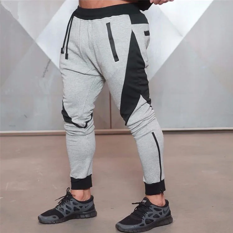 

New Fashion Spliced Joggers Sweatpants Male Fitness Casual Brand Hip Pants Slim Tight Trousers Workout Gyms Mens Joggers