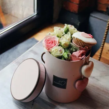 

Handheld Girlfriend Birthday Love Wedding Flowers Bouquet Mini Paper Packing Case With Lid Hug Bucket Florist Gift Storage Boxes