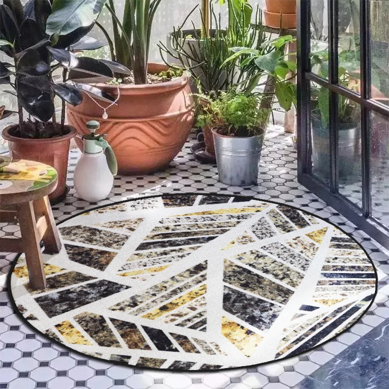

Original ins marbled round carpet Pastoral style Round rug Sofa coffee table floormat Computer chair cushion Hanging basket mat