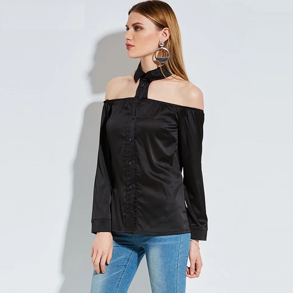 Sishot female summer spring black cool blouse apparel off shoulder