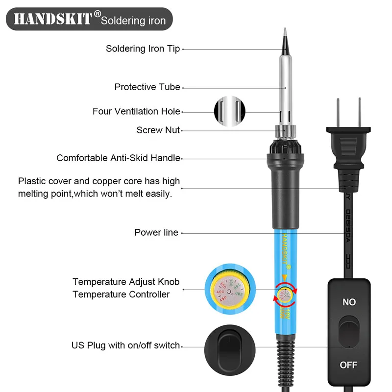 Handskit 220V 110V 60W паяльник пистолет с подставкой для пайки наконечники сварочный инструмент