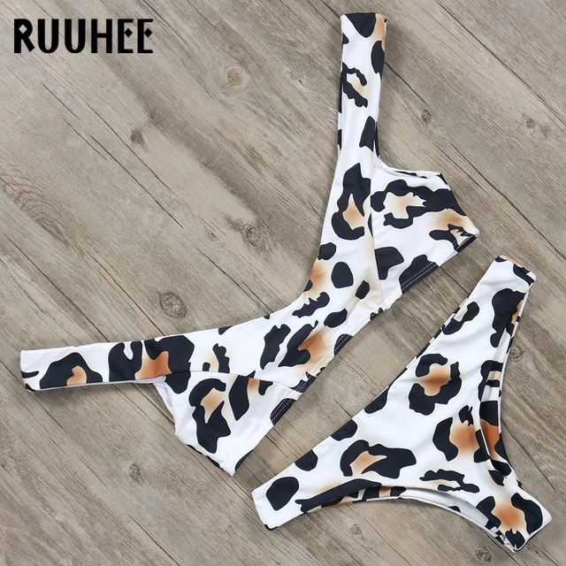 Best Offers RUUHEE Bikini 2018 Swimwear Women Swimsuit Leopard Bikini Set Off Shoulder Bathing Suit Female Swimming Suit With Pad Beachwear Best Offers RUUHEE Bikini 2018 Swimwear Women Swimsuit Leopard Bikini Set Off Shoulder Bathing Suit Female Swimming Suit With Pad Beachwear
