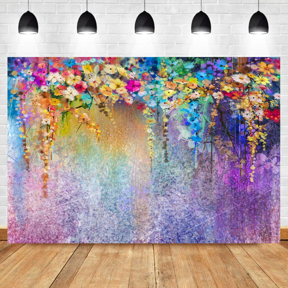 

Photography Backdrop Colorful Flower Forest Tree Backdrops Rainbow Scenery Backdrop Children Kids Photo Background