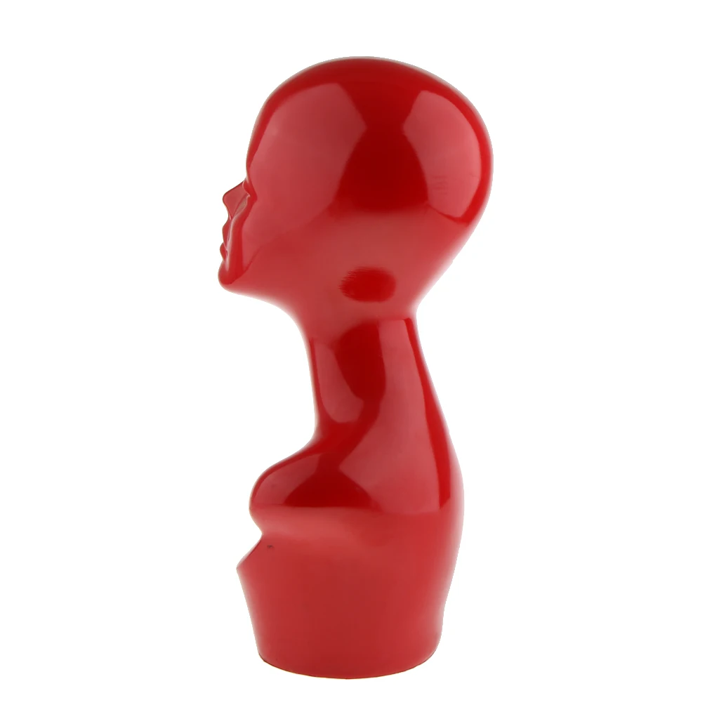 Red Long Neck Female Mannequin Manikin Head with Bust for Hair Wigs Hat Jewelry Display Model Stand Holder Rack Shelf