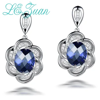 

L&zuan 100% 925 Sterling Silver Drop Earrings 9.9ct Blue Stone Romantic Luxury Earrings Fine jewelry For Women Christmas Gift