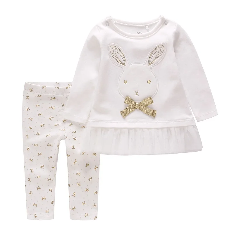 Vlinder Baby girl clothes set Newborn baby girl cute Clothing Long Sleeves T shirt Floral Trousers 2pcs Cotton Snug Baby Sets