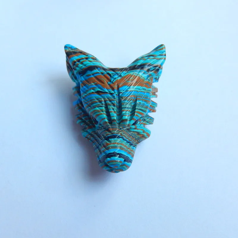 

Wholesale Wolf Pendant,Natural Rainbow jasper Carved wolf head fashion pendant Necklace,40x30x14mm,14.7g