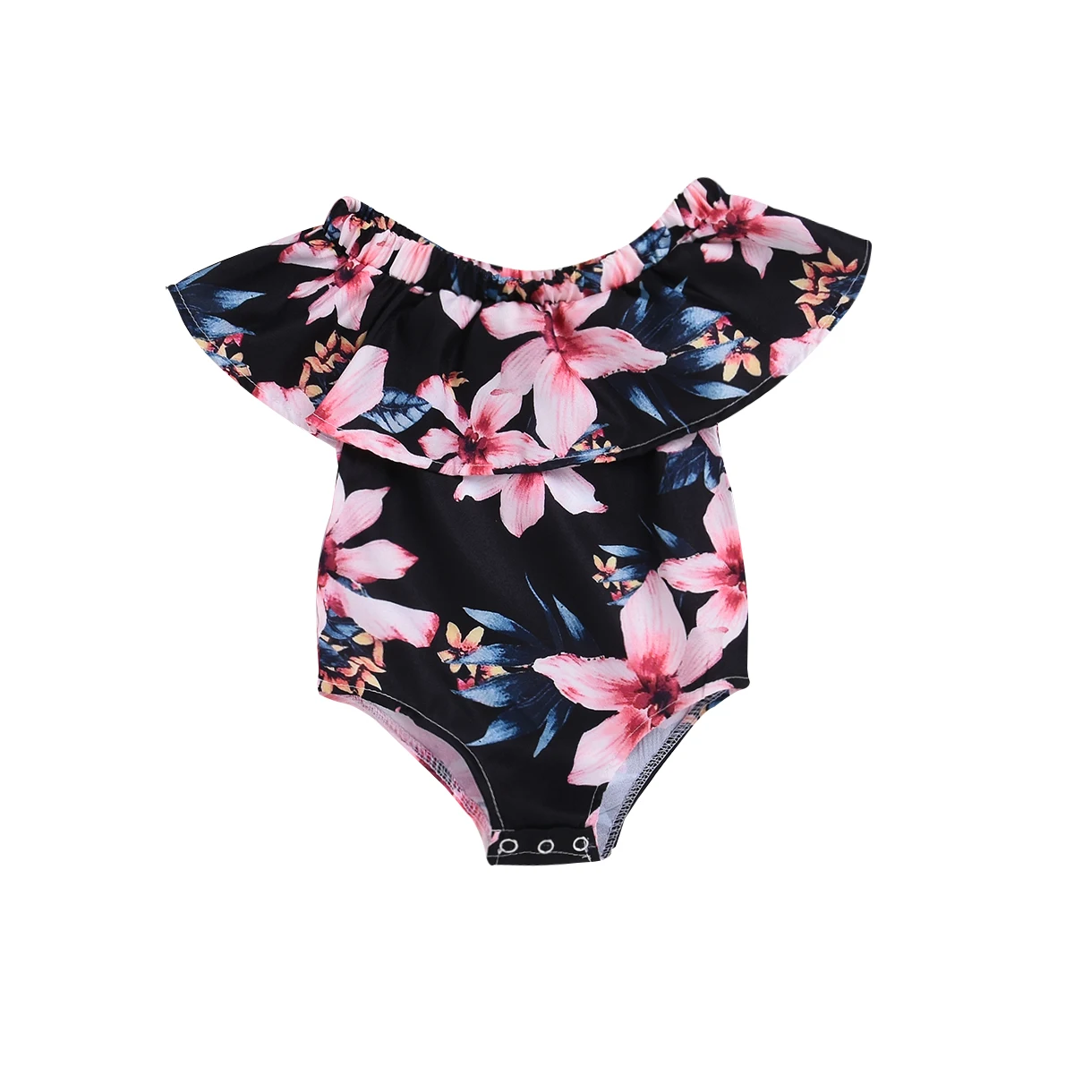 

Newborn Infant Baby Girl Floral Off Shoulder Leaf Collar Romper Outfits