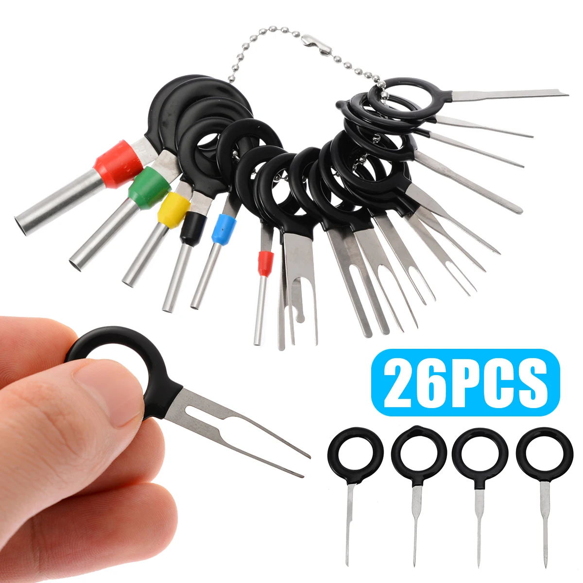 26pcs Automotive Car Wire Terminal Harness Electrical Wiring Crimp Connector Pin Extraction Pin Needle Removal Tools