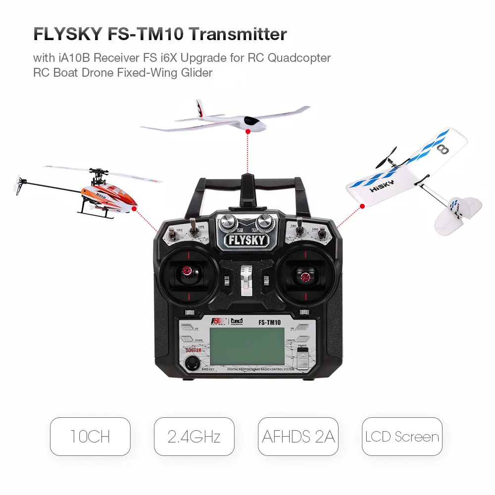 

RC Drone Remote Controller Transmitter 10CH 2.4GHz AFHDS 2A iA10B Receiver FS i6X Upgrade for FPV Racing 450 RC Quadcopter