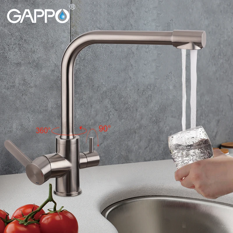 Achat GAPPO robinets de cuisine avec eau filtrée robinets de cuisine en acier inoxydable robinet d eau potable évier mélangeur cascade robinets griferia