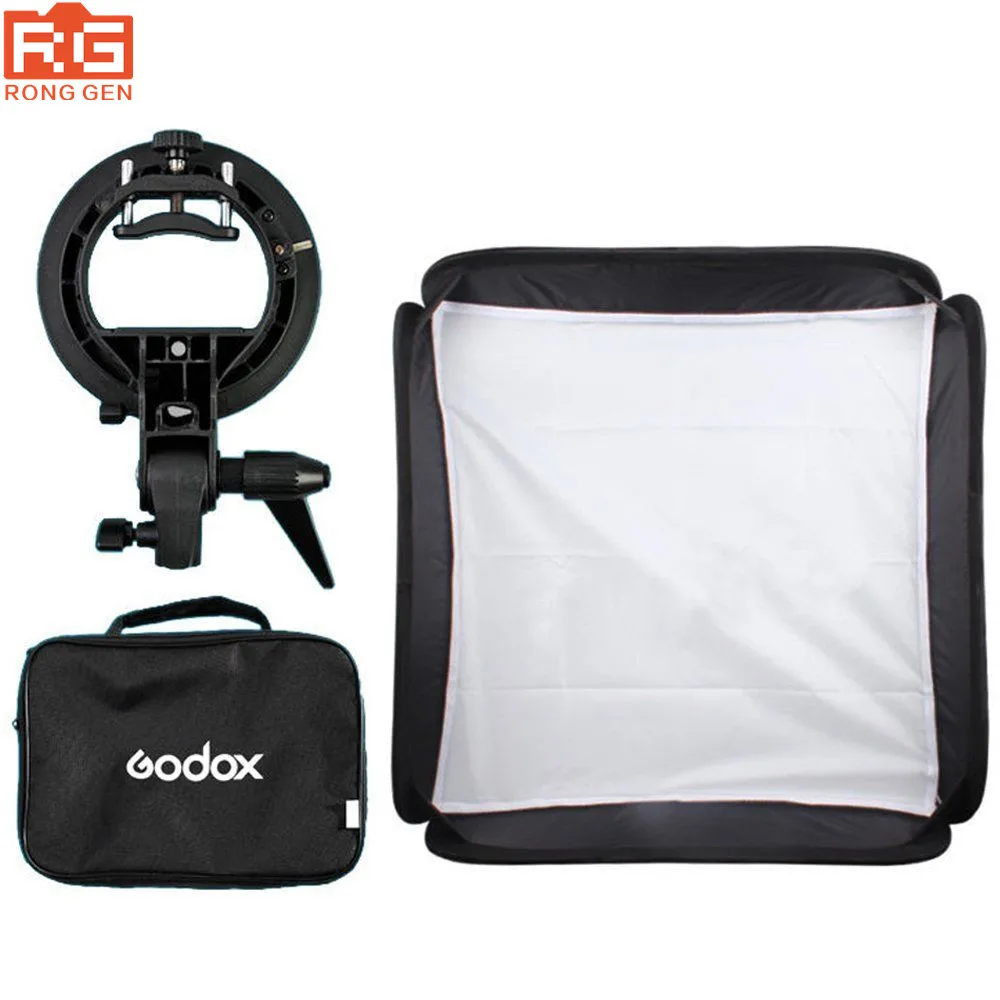 Godox 80*80 см софтбокс складной 80x80 Вспышка + S-образный кронштейн держатель Bowens сумка