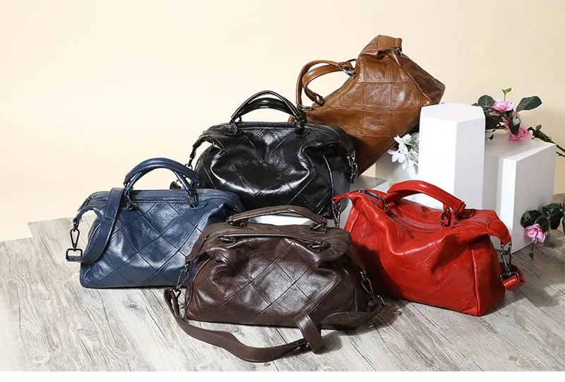 Новая мягкая клетчатая натуральная кожа женская сумка Роскошные Дизайнерские повседневные сумки женские сумки через плечо модные повседневные сумки