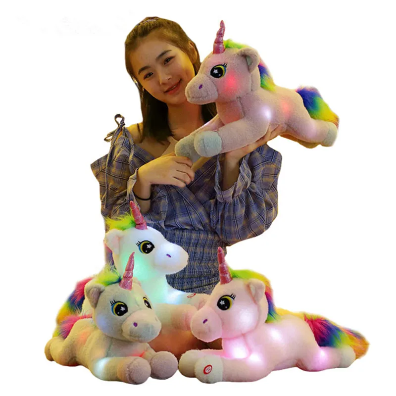 45cm Creative Glowing Unicorn Stuffed Dolls Kawaii Soft Animal Led
