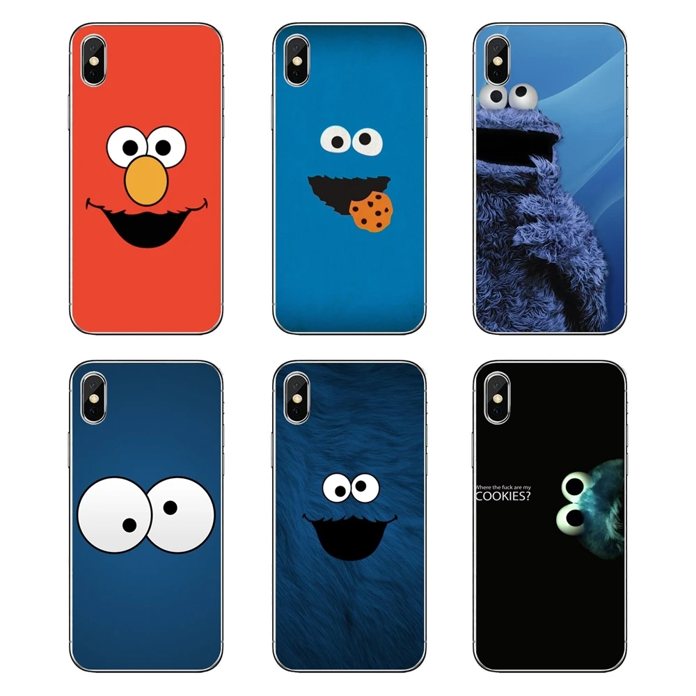

Blue cookie monster sesame street smiling Transparent Soft Cases For Samsung Galaxy Note 8 9 S9 S10 A8 A9 Star Lite Plus A6S A9S