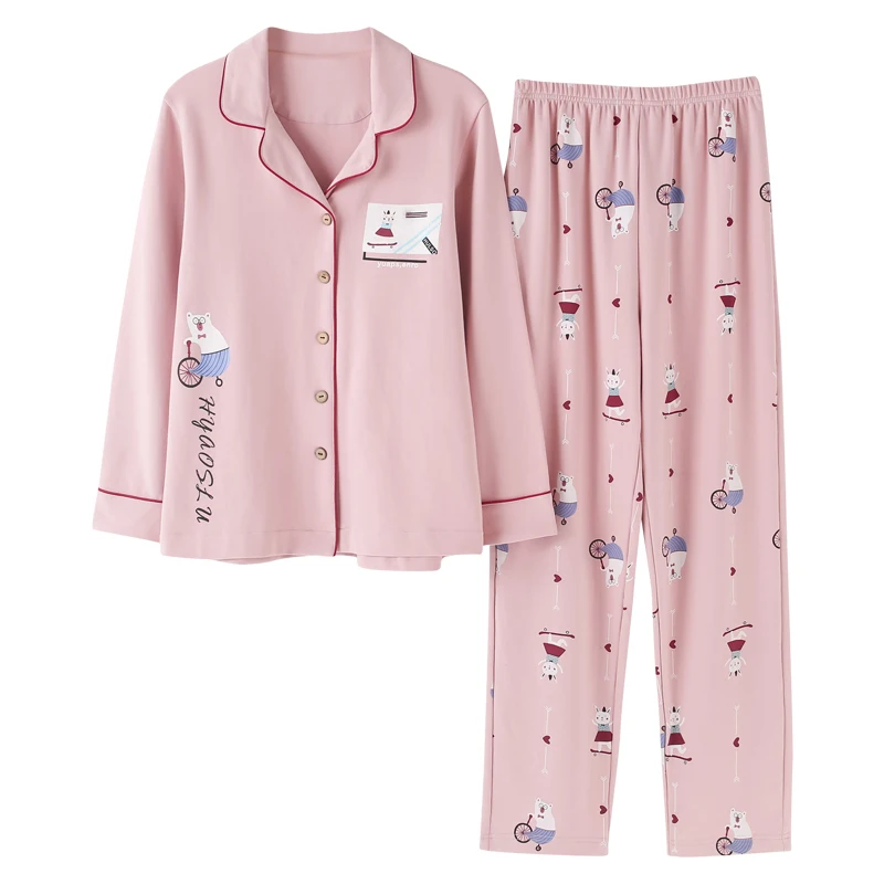 Womens Cotton Pajamas New Pyjamas Set Long Sleeve Sleepwear Pijama ...