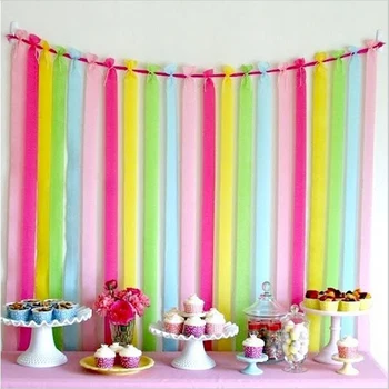 

25m Crinkled Crepe Paper Wedding Backdrop Kid Birthday Party Decoration Colorful Streamers Paper Roll Baby Shower Party Supplies