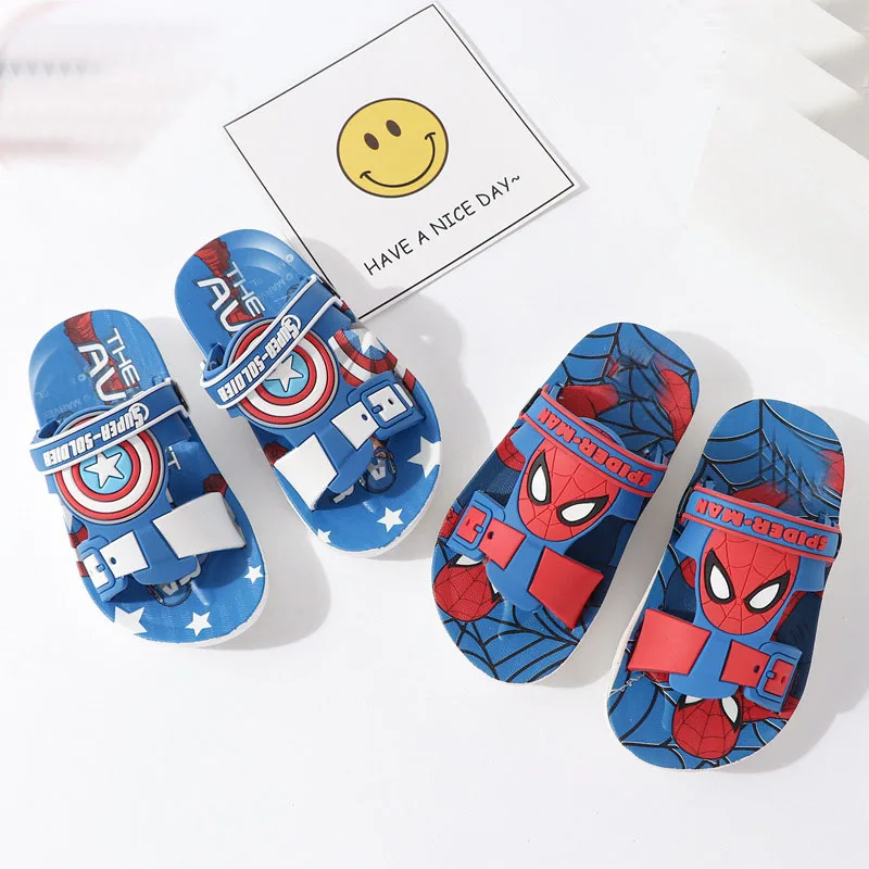 

Children boys summer Captain America Spideman PVC beach Slippers Non-slip boy home bath shoes 26-31 XQ01