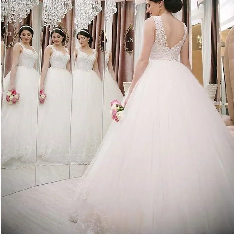 Vestido De Noiva мусульманское свадебное платье бальное платье милое кружевное жемчужное Бохо Дубай арабское свадебное платье невесты