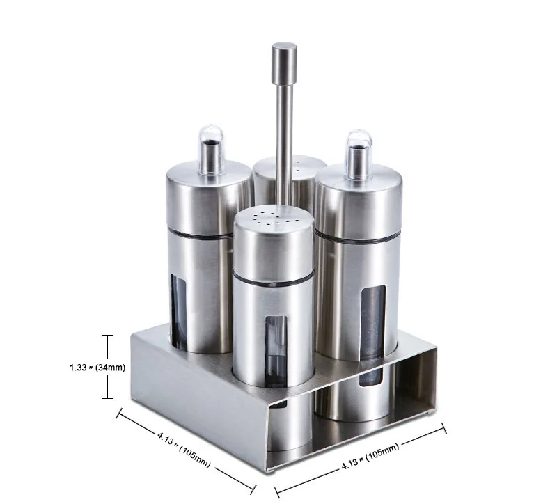 Графинчик из нержавеющей стали 4 1 предмет кухонная приправа бутылку набор уксус, соевый соус бутылка перец баночка соли резервуар для масла