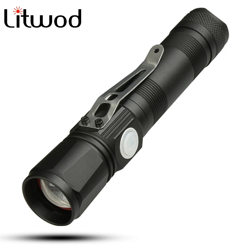 

Litwod Z201509 LED flashlight 4000 lumens XML-T6 Led Zoomable torch Micro USB Charging Aluminum alloy Lantern For Camping Riding