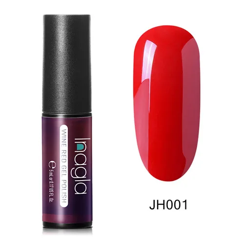 Inagla, 5 мл, винно-красный и телесный цвет, Гель-лак для ногтей, замачиваемый, светодиодный, УФ-гель, штамповка, лак для ногтей, гель-лаки для маникюра - Цвет: JH001