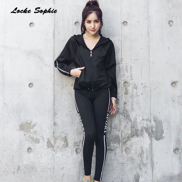 2 piece set women's tracksuits twinset pants and coats 2018 Autumn elastic sportswear suits set ladies Skinny track suit Girls