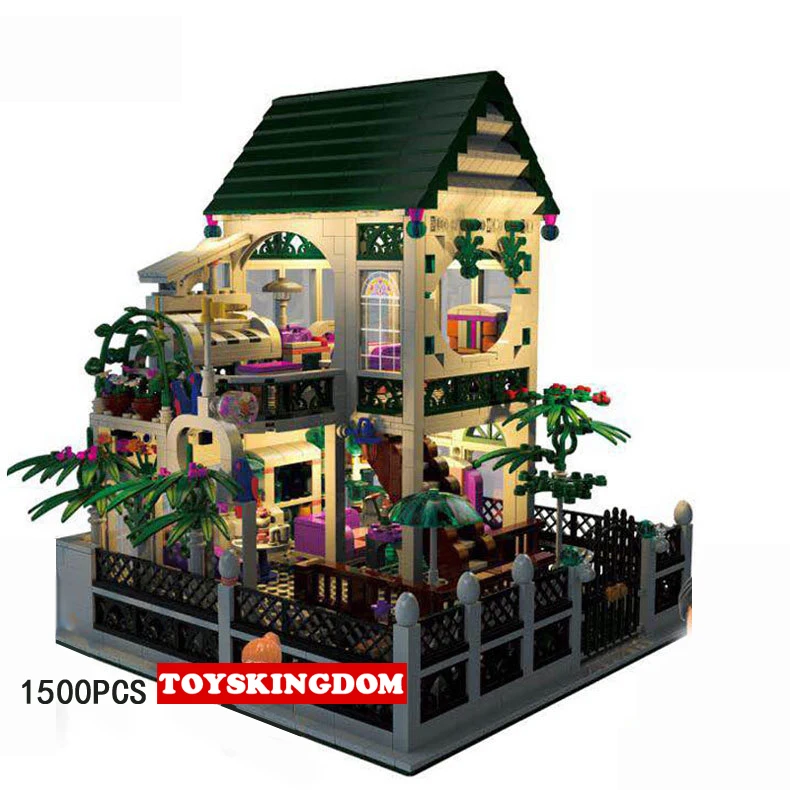 

New Romantic Heart House Villa Moc Building Block with Light Boy and Girl Figures Bricks Toys Collection for Adult Kids Gifts