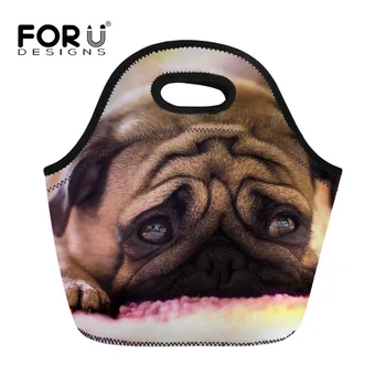 

FORUDESIGNS Bolsa Termica Pug and Husky 3D Print Neoprene Lunch Tote Bag Storage Container Multifunction Food Picnic Cooler Box