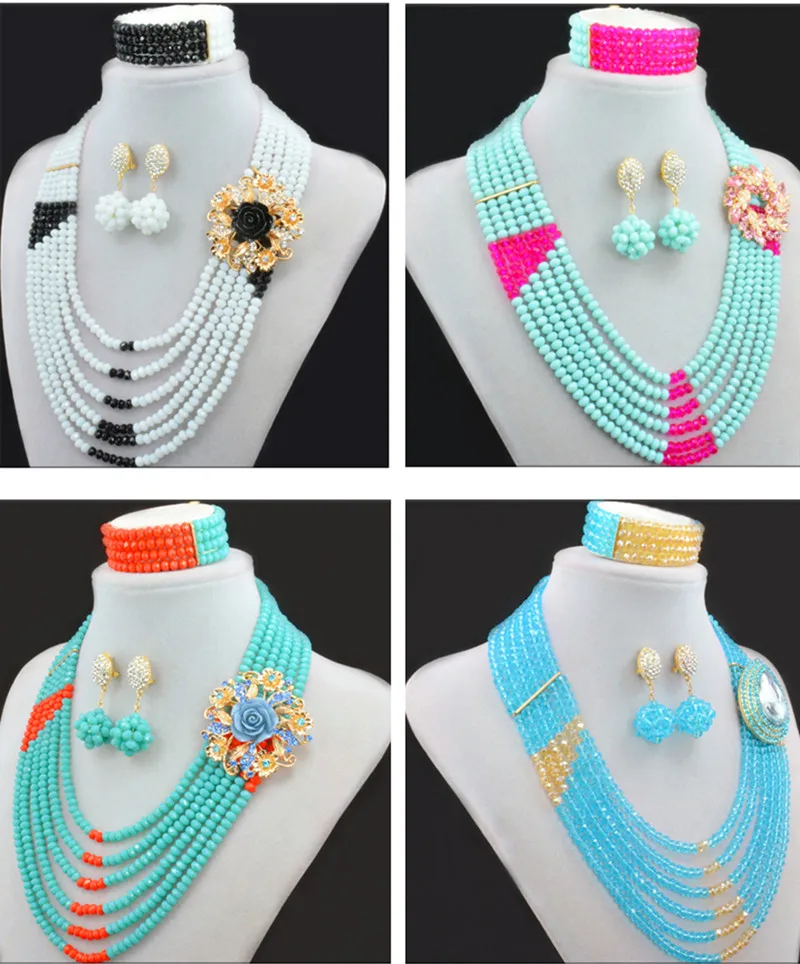 

2016 Hot Sale African Beads Jewelry Sets Nigerian Wedding African Crystal Beads Jewelry Set