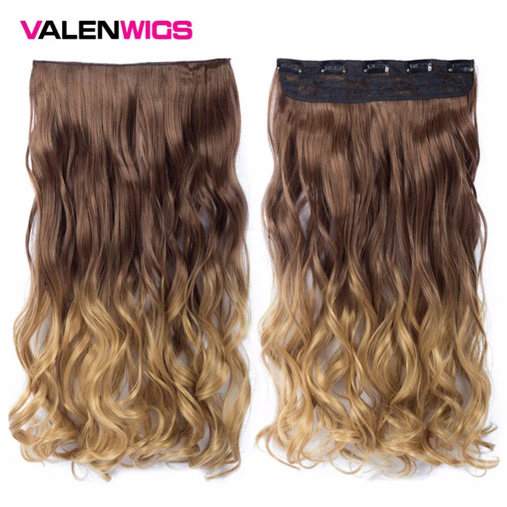 Valenwigs 22 &quot5 зажимов в одной части синтетические волосы черный коричневый цвет